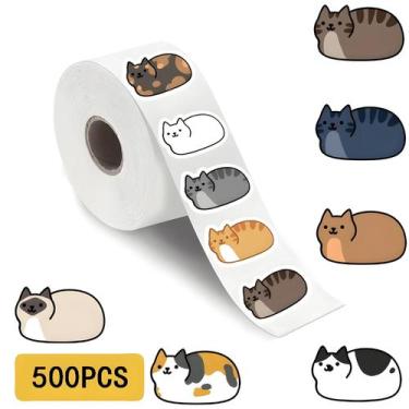 Imagem de Adesivos De Gato De Desenho Animado Kawaii 500 Unidades À Prova D'água