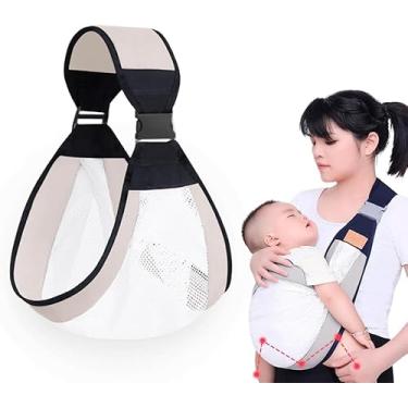 Imagem de Sling Canguru Ergonômico para Bebê – Transversal Ajustável e Respirável | Conforto e Segurança para Recém-Nascidos até 48 Meses em 3 Posições (Bege)