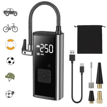 Imagem de ShiChextasy Compressor de ar portátil de inflador de pneu sem fio 20V - 150 PSI com medidor digital, desligamento automático para pneus de carro, caminhões, bicicletas
