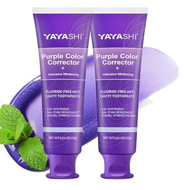 Imagem de Corretor de cor roxo, creme dental clareador, livre de flúor, removedor de manchas profundas, removedor de placa para dentes, refresca o hálito, menta baunilha