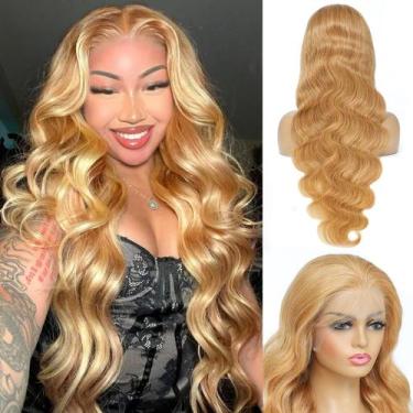 Imagem de Peruca Fugool Honey Blonde Human Hair 13x6 Body Wave 30"