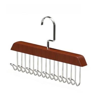 Imagem de Kit 4 Cabide de Madeira Multi-uso Para Cintos Gravatas Cachecóis Sutiãs Colares Organizador em Geral(1 peça)