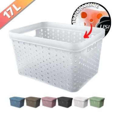 Imagem de Cesto Organizador  s/ Tampa Trama Rattan 17L Usual Utilid. - Usual Uti