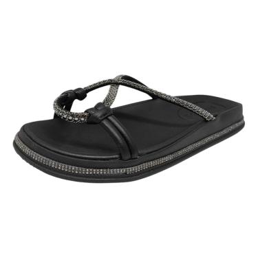 Imagem de Chinelo Feminino Papete Conforto Brilho Flatform Moleca