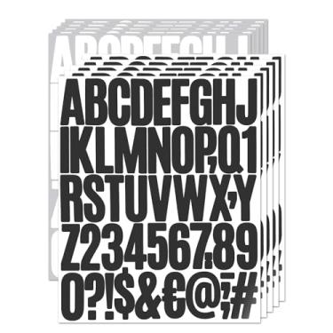 Imagem de 10 folhas, 500 peças, adesivos de letras de vinil, 5 cm, autoadesivos, à prova d'água, números do alfabeto, símbolos, adesivos para caixa de correio, janela, porta, carros, número de endereço preto e
