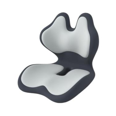 Imagem de harayaa Almofada de apoio para cadeira de escritório, encosto ergonômico e respirável, almofada para assento e costas para ficar sentado por muito tempo em, Cinza