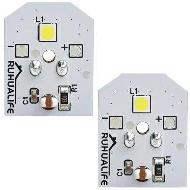 Imagem de RUHUALIFE 2 peças de luzes LED de geladeira lâmpadas de geladeira módulos de lâmpada compatíveis com GE Replace#: WR55X30602 WR55X26486