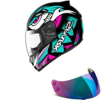 Imagem de Capacete Ebf New Spark Dragon Verde e Rosa Mais Viseira Camaleão, 60