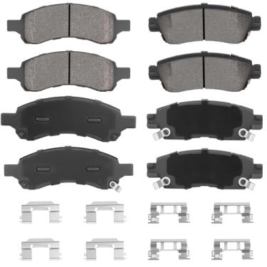 Imagem de ILONPA Conjunto de pastilhas de freio a disco semimetálicas dianteiras traseiras para Buick Enclave 08-17, Rainier 06-07, para GMC Acadia 07-16, Envoy 06-09, para Traverse 09-17, para Saturn Outlook