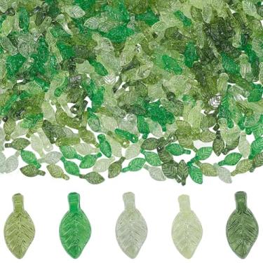 Imagem de SOFPLATE 1 caixa, 500 peças, pingentes de folhas transparentes, 5 cores, pingentes verdes de acrílico, folhas coloridas, planta, pequenos pingentes pendurados, acessórios para fazer joias, colares