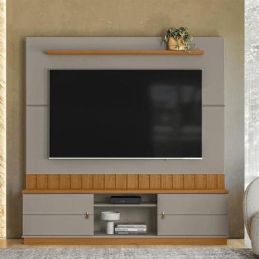 Imagem de Home Florianópolis 1,75m TVs 70'' Painel ripado Nichos e Porta correr 