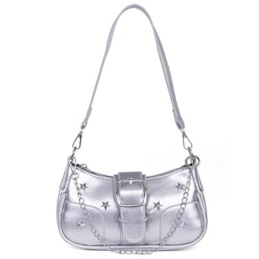 Imagem de shoowyees Evening Y2k Bolsa Hobo Prata Feminina Brilhante Prata Bolsa Bolsa Metálica Bolsa de Ombro Clutch, Prata 01