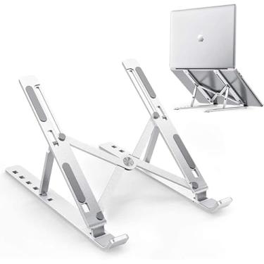 Imagem de Suporte Dobrável Portátil Ajustável de Aluminio Compatível com MacBook Air Pro, HP, Lenovo, Dell, mais laptops e tablets de 10 a 15,6 polegadas - Otimo para seu Home Office