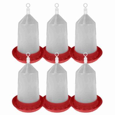 Imagem de Comedouro Automático Aves Pintinhos e Codorna Cor Vermelho - Kit c/ 6 