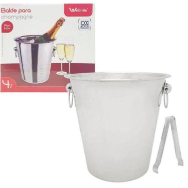 Imagem de Balde Para Gelo Champagne Inox 4L Pegador De Gelo Wx4396