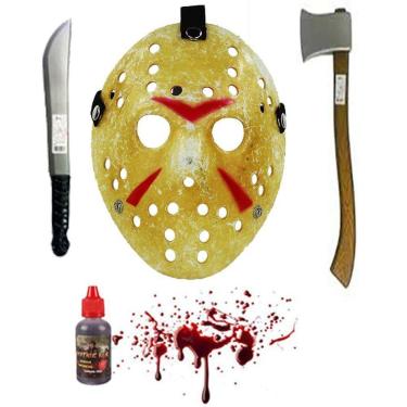 Imagem de Jason Máscara Facão Machado Sangue Artificial 35 Ml Fantasia