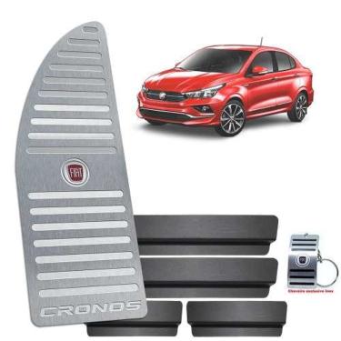 Imagem de Descanso De Pé Em Aço Inox Fiat Cronos Prata + Vinil