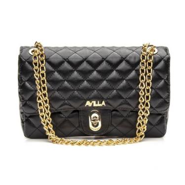 Imagem de Bolsa feminina matelassê corrente dourada avilla, Preto