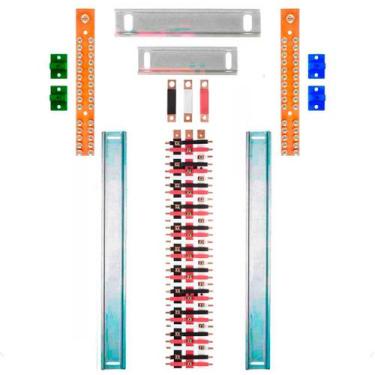 Imagem de Kit Barramento Trifásico Isolado 150A para 64 Circuitos com Placa de P