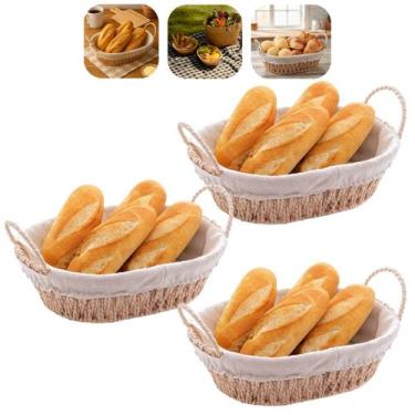 Imagem de Kit 3 Cestas Oval Multiuso Presente Decorativo Café Da Manha Bege 29cm