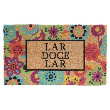 Imagem de Capacho Tapete Fibra De Coco Lar Doce Lar Flores Tuut 45X75