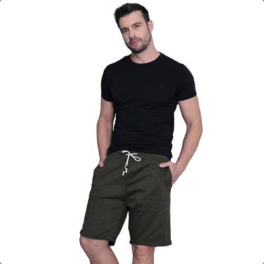Imagem de Bermuda Masculina Jogger Sarja Com Elastano Cordão Ajustável Bolsos Fu