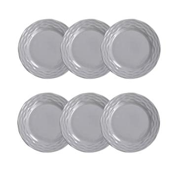 Imagem de Prato de sobremesa em porcelana, modelo Ondas, Ø 21 cm, Germer, Cinza