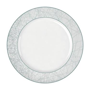 Imagem de Germer, Prato raso em porcelana, modelo Versa, Connect Green, Ø 28 cm,Branco com detalhes em Verde