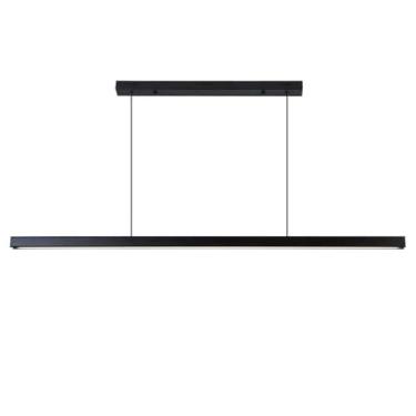 Imagem de Lustre LED com controle remoto, luminária pendente linear preta, luminária de teto para ilha de cozinha, luminárias suspensas para sala de jantar, escritório, sobre a mesa