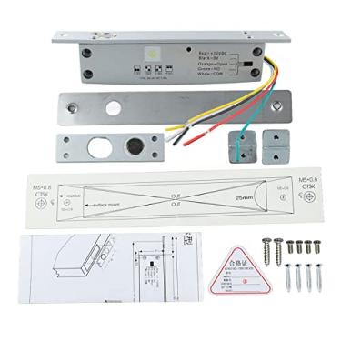 Imagem de Grcfumo Fechaduras de porta elétricas, DC 12V 5 linhas Fechadura de parafuso elétrico Fechadura de porta estreita com atraso de tempo Tela LED para controle de acesso de entrada de (Desbloqueio de