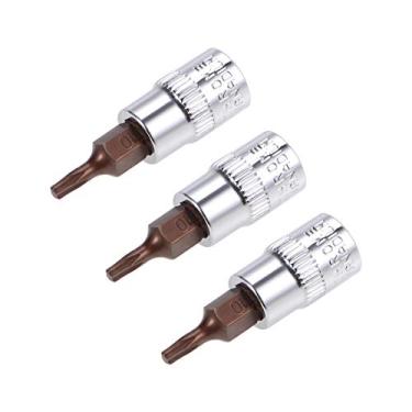 Imagem de uxcell 3 peças de 1/10.2 cm x soquete Torx Bit T10, brocas de aço S2, soquetes CR-V, comprimento de 38 mm, uso com chave catraca, barra deslizante, haste de extensão