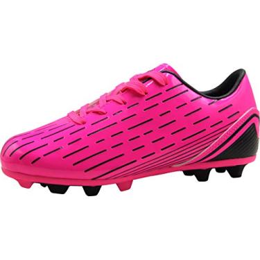 Imagem de BomKinta Chuteira de futebol infantil FG para atividades ao ar livre, Nº 3 Rosa Vermelha, 17