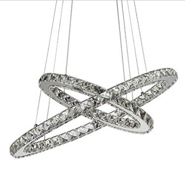 Imagem de Luminária Pendente de Cristal Luminária Pendente LED Moderna Sala de Estar Quarto Sala de Jantar Estudo Quarto Infantil Lustre de Teto Contemporâneo Redondo Design Minimalista (75 x 51 cm, L