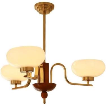 Imagem de Lustre Lustres modernos Lustres de vidro leitoso Luminária pendente grande de teto branco dourado Lustre redondo de madeira em V para sala de estar Sala de jantar Quarto Cozinha Hall de entr
