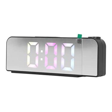 Imagem de Despertadores digitais para quartos, 3 níveis de brilho 12/24H relógio de projeção para quarto de teto com projetor rotativo de 180°, relógio de cabeceira elétrico de LED para crianças com sono pesado