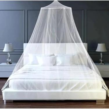 Imagem de Mosquiteiro de Teto Elegante, Tela de Poliamida 300 Mesh, Branco, 2.80m Altura x 10m Diâmetro, Proteção contra Insetos, para Cama Solteiro e Casal, com Aro Metálico