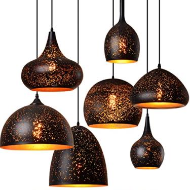 Imagem de Luminária pendente criativa oca, luminária para sala de jantar, retrô, vintage, design industrial, lustre de metal, preto, antigo, iluminação de teto country, E27 para/sala de estar/cozi