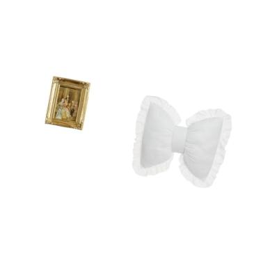 Imagem de Fenteer Porta-retratos de Vidro de Resina com Suporte para Cartões E Almofada com Laço Fofo para Decoração Moderna de Casa, Mesa de Cabeceira Confortável para