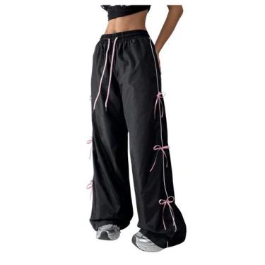 Imagem de Calça de moletom SOLY HUX Parachute Y2k feminina preta/rosa S