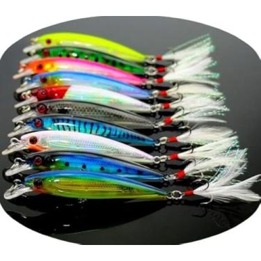 Imagem de Kit 10 Iscas Artificiais para Pesca, 9cm, 8g, Holográficas 3D, Múltiplas Cores