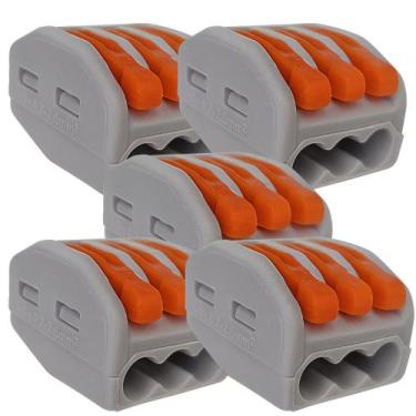 Imagem de Kit 05 conector emenda kv222-413 3 vias cabos 0,08-2,5mm - SIBRATEC