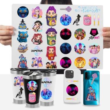 Imagem de Cartela Adesivo Guerreiras do K-Pop HUNTR/X Saja Boys DTF UV - Graviar