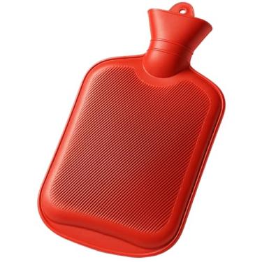 Imagem de Bolsa Térmica Compressa de Água Quente ou Fria 500ml para Cólica Sinusite Lesões Recuperação Muscular Relaxamento Material Borracha Resistente Anti Vazamento Fechamento com Rosca (Vermelho)