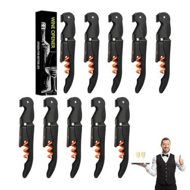 Imagem de Abridor de vinho saca-rolhas de garçom, chave de vinho profissional para garçons, barman com cortador de alumínio, abridor manual de garrafas de vinho com dobradiça dupla (20, preto laranja)