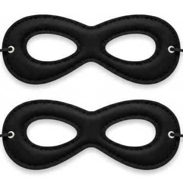Imagem de BRTGWVL Máscara de olho preto de super-herói – Acessório de fantasia ajustável de feltro preto para Halloween e encenação para mulheres em família (2 peças)
