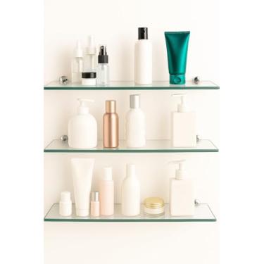Imagem de Kit 3 Prateleiras de Vidro Temperado Premium 40 cm – Modernas, Resistentes e Sofisticadas para Banheiro e Cozinha.
