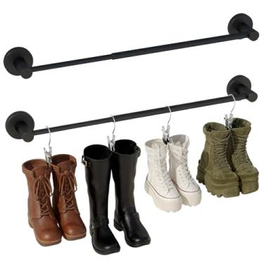 Imagem de TBWHL Suporte de parede de metal para pendurar sapateira organizador de parede botas altas para dormitório, armário, entrada, quarto, pátio ao ar livre, corredor, preto, botas altas penduradas para 8