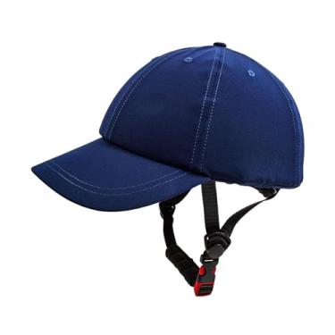 Imagem de Colaxi Chapéu de capacete de bicicleta, chapéu de viseira de ciclismo, de sol estiloso, boné de beisebol destacável para acampamentos, atividades ao ar, Azul, M