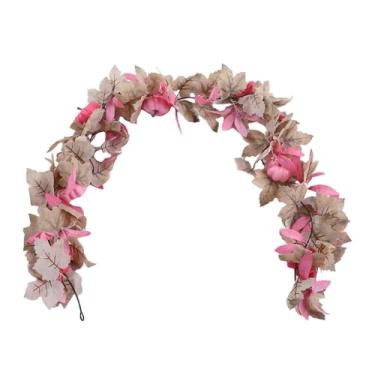 Imagem de AUNMAS Decoração de Folhas de Guirlanda de Outono de Abóboras Rosa, Peça Central de Mesa de Ação de Graças de 68,5 Polegadas Com Folhas de Tecido de Abóboras de Espuma para Casa,