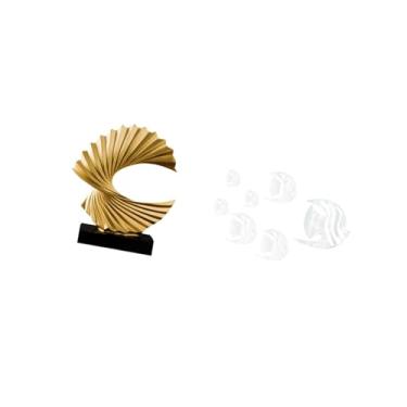 Imagem de Fenteer Escultura de Resina de Reflexão Oceânica, Figura Abstrata de Peixe, Espelho Decorativo, Arte de Parede, Ornamento para Quarto, Sala de Estar, Decoraçã